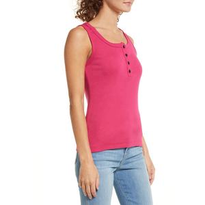 Camiseta sin mangas con botones para mujer, ropa de calle informal personalizada, elegante, nuevo diseño, Top ajustado, TankTop liso completo, venta al por mayor - Product Image 3