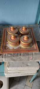 Custom Hand Made Marble <b>Flower</b> Vases with Minakari Paintings with Indian Themes Ideal for Resale by Home Decoration Store - Product Image 2