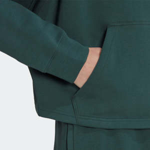 Sweat à capuche vert minéral pour femme coupe ample, 66% coton 34% polyester recyclé, toucher doux, pull avec poche kangourou - Product Image 5