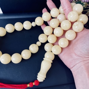 Tasbih en ambre blanc naturel, rare et massif, Misbaha en ambre blanc de la Baltique, objet de collection, 206 grammes, 21 mm - Product Image 3