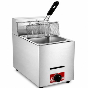 Commercial Gas Deep Fryer 6L Single Tank Countertop Stainless Steel for Restaurant Kitchen Fried Chicken - Product Image 1