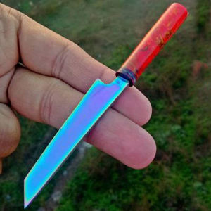 Couteau Damas Dabber de cuisine Mini Chef fait main personnalisé lame miniature en acier inoxydable avec manche en ABS et résine époxy - Product Image 4