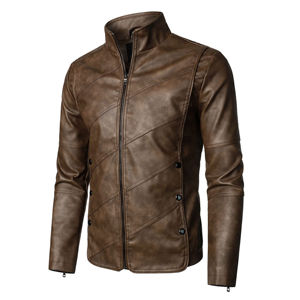 Chaqueta de Cuero para Hombre de Alta Calidad, Cuello Camisero, Tela de PU, Color Personalizado, Marca Personalizada en la Parte Delantera, Resistente al Viento y Transpirable - Product Image 2