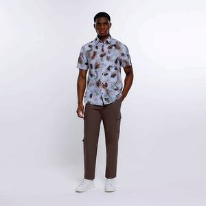 Chemise en flanelle de soie de style chinois pour hommes, peinture à l'encre, décontracté, manches courtes, col boutonné, une pièce, vacances, OEM ODM - Product Image 2