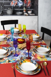 Set di Stoviglie 18 Piatti in Porcellana Resistente, Rotondi con Decalcomania ad Acqua, Motivo Floreale e Vegetale, Design Orientale Giapponese Nippon by Excelsa - Product Image 6