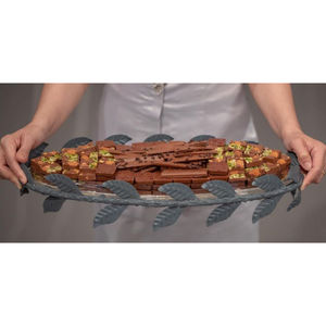 Vente en gros de plateau à chocolat décoratif pour mariages plateau de service à chocolat en métal doré écologique de qualité de luxe plateau à dessert porte-dessert - Product Image 6