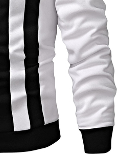 High Quality Custom Logo Men Crewneck <b>Stripped</b> Fleece Embroidered Polyester Cotton Men's Hoodies - Product Image 5