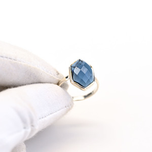 925 Sterling Silver Boho Eternity Vermeil Ring Fine Jewelry 10x14mm Neon Apatite Hydro Quartz Hexagon Bezel Classic Weddings - Product Image 2