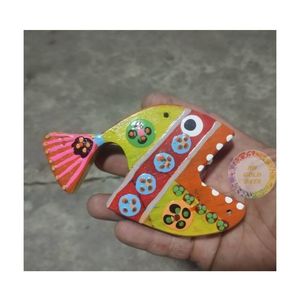 Peces tallados en madera con estilos de pintura creativos para decoración Bohemia - Product Image 6