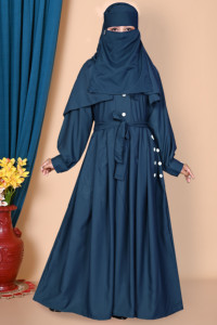 Burqa en coton mélangé avec Hijab assorti Vêtements islamiques modestes pour les femmes musulmanes Robe longue style Dubaï Robe Abaya Outfit - Product Image 2