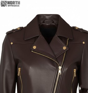 แจ็คเก็ตหนังแท้ของผู้หญิง2025ซิปด้านหน้าติดซิปปรับแต่งได้ - Product Image 4