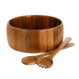 Cuenco de madera de acacia de diseño antiguo con cuchara Restaurante Precio bajo Diseño de tendencia Cuencos de madera Color natural Cuenco para servir comida - Product Image 2