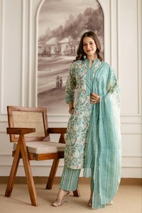 New <b>Women's</b> Designer Cotton Kurti Dupatta Heavy Jaipuri Printed Fabric Indian Pakistani Clothing Reversible Casual Wedding All - Product Image 2