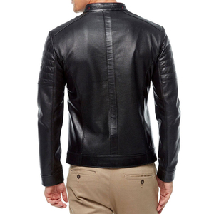 Top qualité enduit col montant coupe-vent décontracté Streetwear veste pour hommes personnalisé en cuir véritable automne mode - Product Image 2