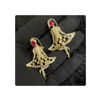 Juego de Pendientes con Colgante de Bailarina Artística en Oro de 10 Quilates con Diamantes Cultivados en Laboratorio E-F VVS VS, Joyería Nupcial