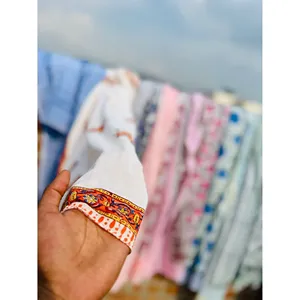 Pareo de algodón estampado a mano para verano, conjunto de 5 piezas para cubrir el traje de baño, con teñido vegetal y tela transpirable - Product Image 1