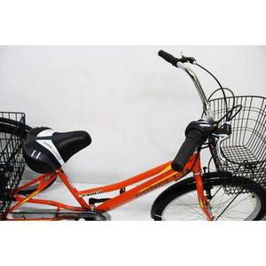 Dorello 2960 Orange Single Speed Three-Wheel Cargo <b>Bike</b> with Aluminum <b>Basket</b> for Sunday Beach Rides - Product Image 4