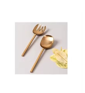 Juego de 2 cucharas y tenedores para servir ensaladas ecológicas con clase, juego de regalo de metal y madera Apto para lavavajillas - Product Image 3