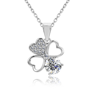 Collier trèfle à quatre feuilles porte-bonheur en argent sterling 925 avec diamant Moissanite certifié, bijoux Destiny, vente chaude - Product Image 1