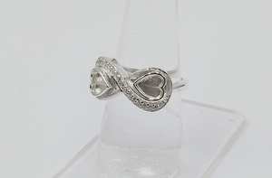 925 Sterling Silver 6mm Heart Shape Infinity Blank Bezel Ring With CZ Setting Designer Breastmilk <b>Keepsake</b> Jewelry Charm Finding - Product Image 6