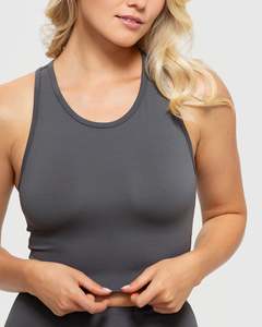 เสื้อครอปเอวลอยสำหรับผู้หญิงเสื้อครอปเอวลอยออกกำลังกายผ้านิ่มยืดได้4ทิศทาง - Product Image 2