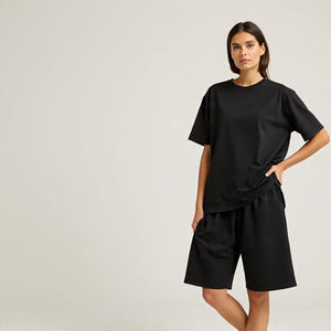 Conjuntos holgados de camiseta y pantalones cortos para mujer, conjuntos de pantalones cortos para correr Fitness Stone Wash, sudaderas, conjuntos de pantalones cortos Vintage para mujer - Product Image 2