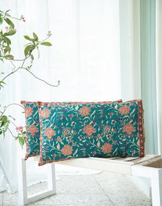 Hand Block Linen Pillow Cover Beige Printed Cotton Pillow Cover With Zipper Closer Home Decor Pillow Case - Product Image 1