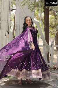 Las últimas mujeres usan vestidos de función de boda de Material floreciente de imitación con lentejuelas y Dupatta DE TRABAJO bordado para mujeres usan tela - Product Image 3