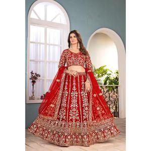 Lehenga Choli tradicional de calidad superior con trabajo de secuencia de bordado Color atractivo para funciones nupciales y eventos especiales - Product Image 1