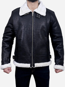 Blouson en cuir bombardier noir B3 pour homme, vente en gros - Product Image 5