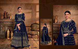 Vêtements Ethniques Bonne Qualité Georgette Lourde Soie Salwar Kameez Avec Séquence Broderie Travail Femmes Mode Exportateur - Product Image 2