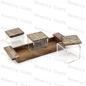 Bandeja para servir con incrustaciones de fregona de madera de acacia con forma rectangular, regalo de Ramadán Eid, hecha a mano - Product Image 5