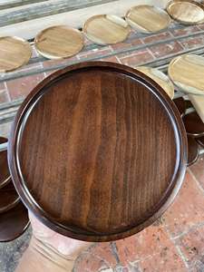 Bohemian Style Solid Wood Decorative Tray Oval Wooden Fruit Snack Serving Platter for Living Room Hotel OEM - Product Image 1