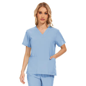 Logo personnalisé femmes tissé imperméable Spandex infirmière gommages costume hauts extensible soins infirmiers ensembles médical hôpital uniformes tricotés - Product Image 2