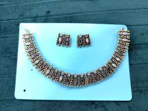 High Quality Gold Plated Kundan Mirror Necklace for Women Traditional <b>Indian</b> Necklace Set For Ethnic Wear - Product Image 3