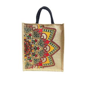 Sacs fourre-tout en toile de jute naturelle imprimés à la main avec poignées en corde personnaliser la forme sacs de qualité lourde derniers prix - Product Image 4