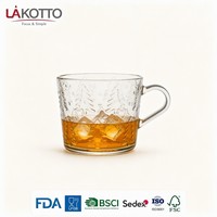 Mug en verre transparent LAKOTTO 460 ml avec poignée, motif sapin de Noël en relief, pour la maison et le bar, approvisionnement en gros, OEM pris en charge