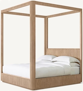 Cama de Roble con Diseño Moderno y Tamaño Personalizable, con Cabecero Alto y Dosel Byron para Dormitorio - Product Image 4