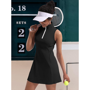 Robe de golf de tennis pour femme avec short Pickleball Exercice T-shirt à manches d'entraînement Haut moyen Manches coréennes Une robe doublée - Product Image 5