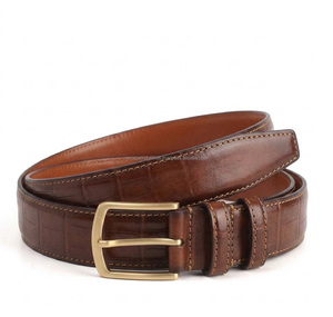 Cinturón Trenzado de Cuero Vacuno Vintage de Primera Calidad, Más Vendido, con Costuras en Contraste y Hebilla de Cobre, Elegante, para Hombres de Negocios - Product Image 5