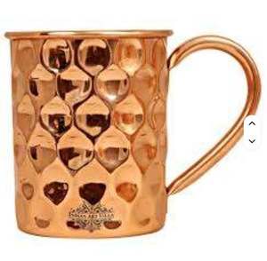 Tasses en cuivre élégantes et écologiques Verres à usage quotidien fabriqués à la main avec poignée pour Moscow Mule & Avantages pour la santé-I H C. - Product Image 3