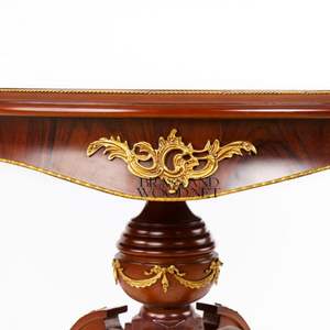 Table d'entrée ronde classique de luxe en bois et laiton - Product Image 5