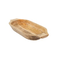 Saladier en bois sculpté à la main avec vernis brillant pour la maison bols à pâte en bois de forme ovale de taille personnalisée ensemble de 3 pour restaurant