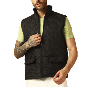 Chaleco acolchado informal a prueba de viento para hombre, chaleco acolchado con cremallera negra sólida gruesa, chaleco transpirable de capa de invierno de tela Premium - Product Image 3