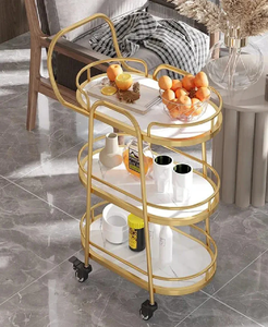 Rustic wooden 3-tier <b>trolley</b> perfect for serving or <b>storage</b> use. Available at wholesale prices. - Product Image 2