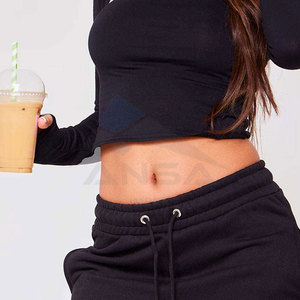 Pantalons de survêtement évasés pour femmes, sur mesure, professionnels, taille élastique, légers, respirants, 100% coton, pantalons de jogging - Product Image 4