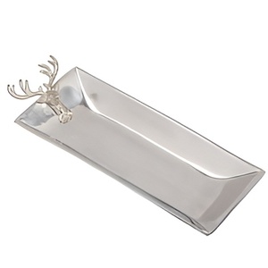 Plateau de service élégant en aluminium plaqué métal fait à la main en fonte d'aluminium pour les fêtes de mariage Plateau décoratif pour la décoration d'événements - Product Image 5