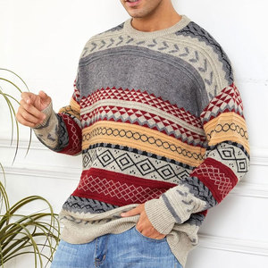 Pull en mohair pour homme, logo personnalisé, jacquard, lettres, luxe, col rond côtelé, streetwear, pull en laine mohair tricoté pour homme - Product Image 4