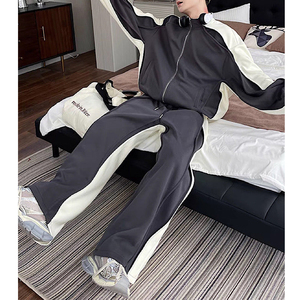 Ensemble de survêtement pour homme en deux pièces, pantalon large de haute qualité, veste à blocs de couleur, sweat-shirt lourd pour l'hiver, sweat-shirts, survêtements - Product Image 3