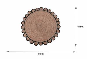 Alfombra personalizable 4X4 orgánica Boho trenzada de yute con mechones hecha a mano India patrón geométrico ecológico sala de estar entrada - Product Image 4